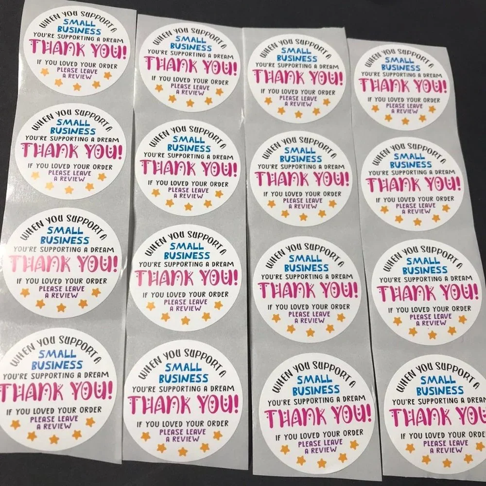 500 thank you for support my small business sticker roll 1.5 inch